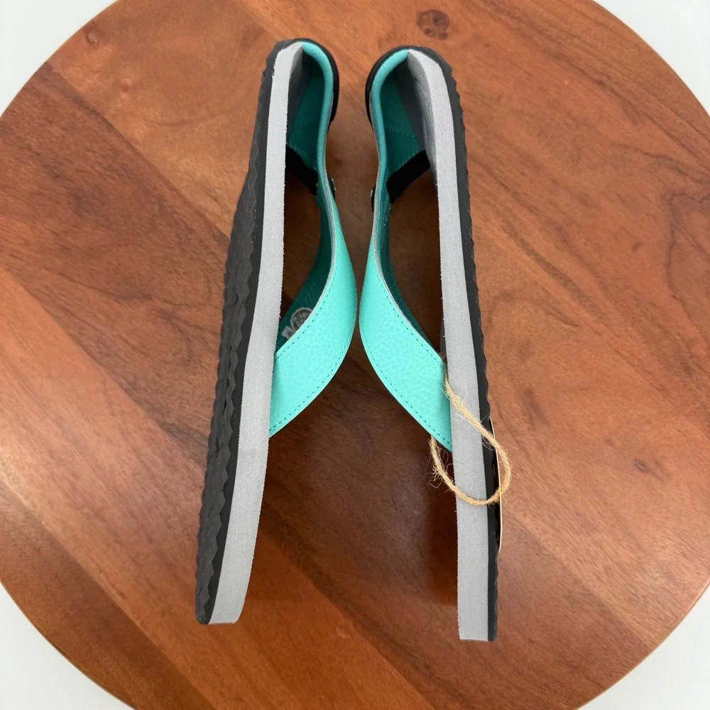 KEEN Barbados TG Flip Flop Sandals Women 9 Pool Blue Bright Aqua Grey 1030276